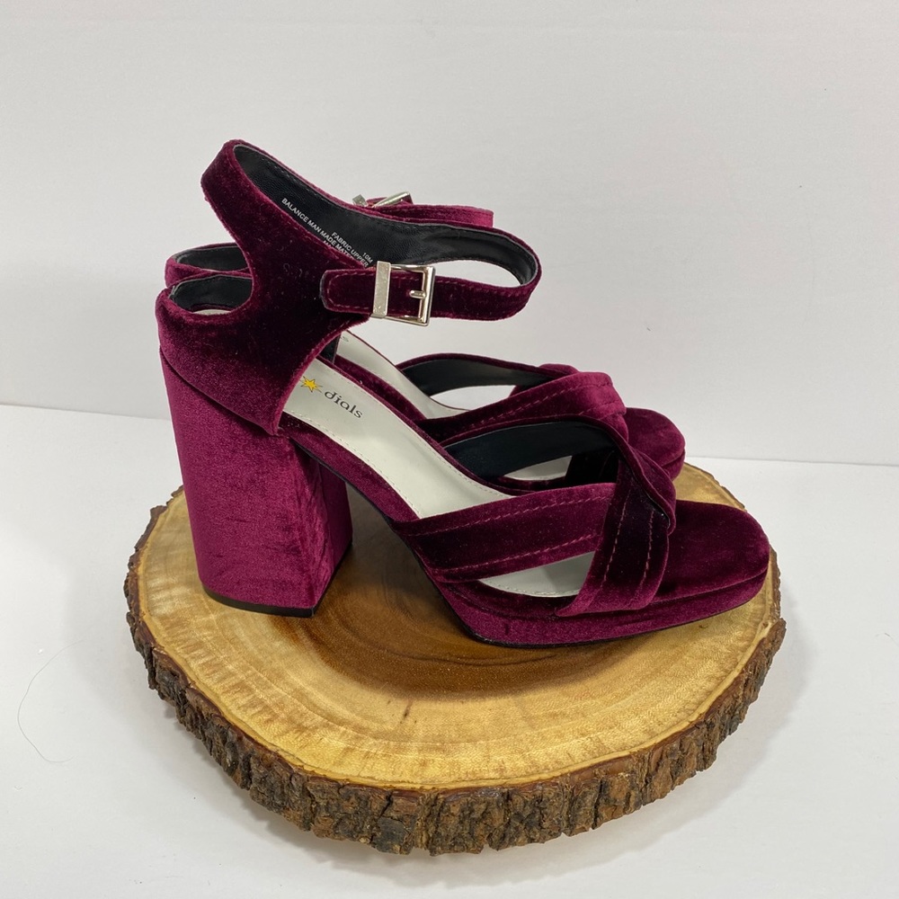 Seven Dials Burgundy Velvet Chunky Heel